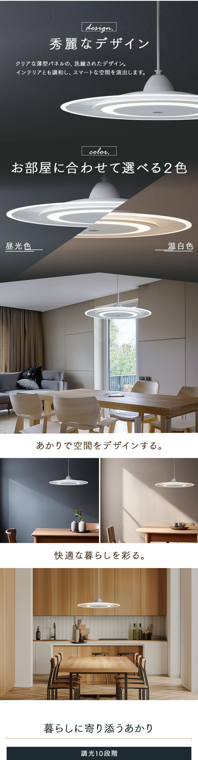 LED ペンダントライト パネルライト 6畳 調光 工具・工事不要 リモコン付き 5年保証 温白色 PLP6D-WW1