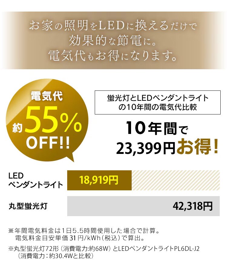 LED ペンダントライト 6畳 調光 調色 工具・工事不要 リモコン付き 5年保証 PL6DL-J26