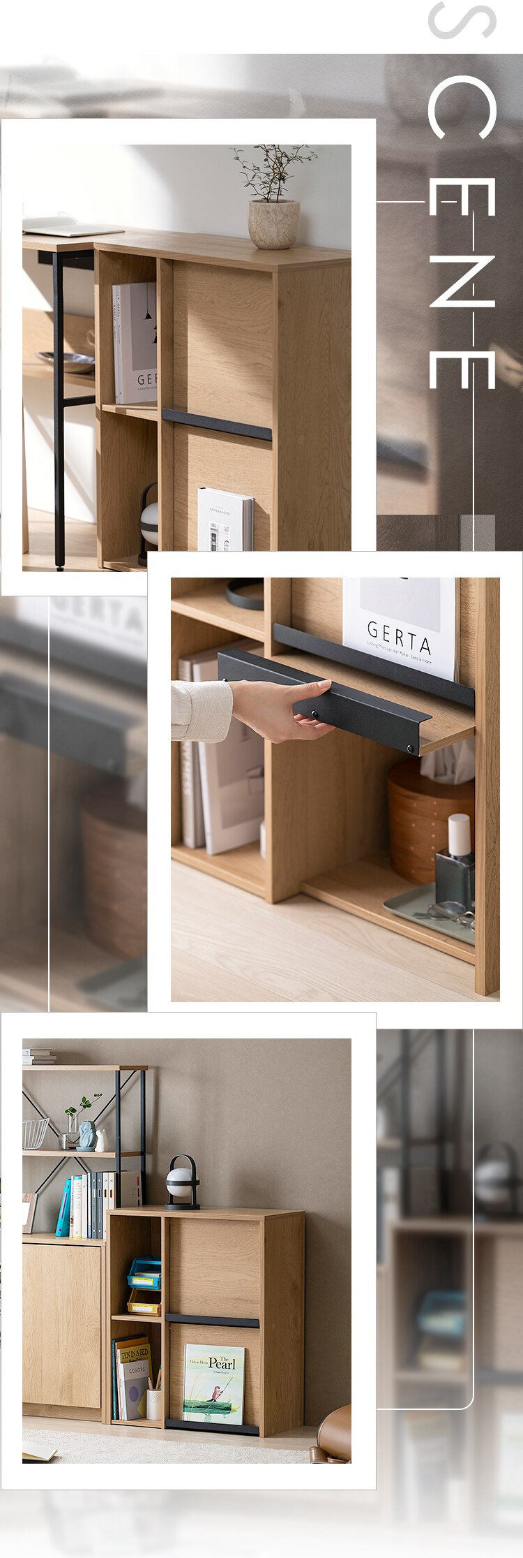 キャビネット フラップ扉付きキャビネット HFRC-600 ナチュラル/ブラック5