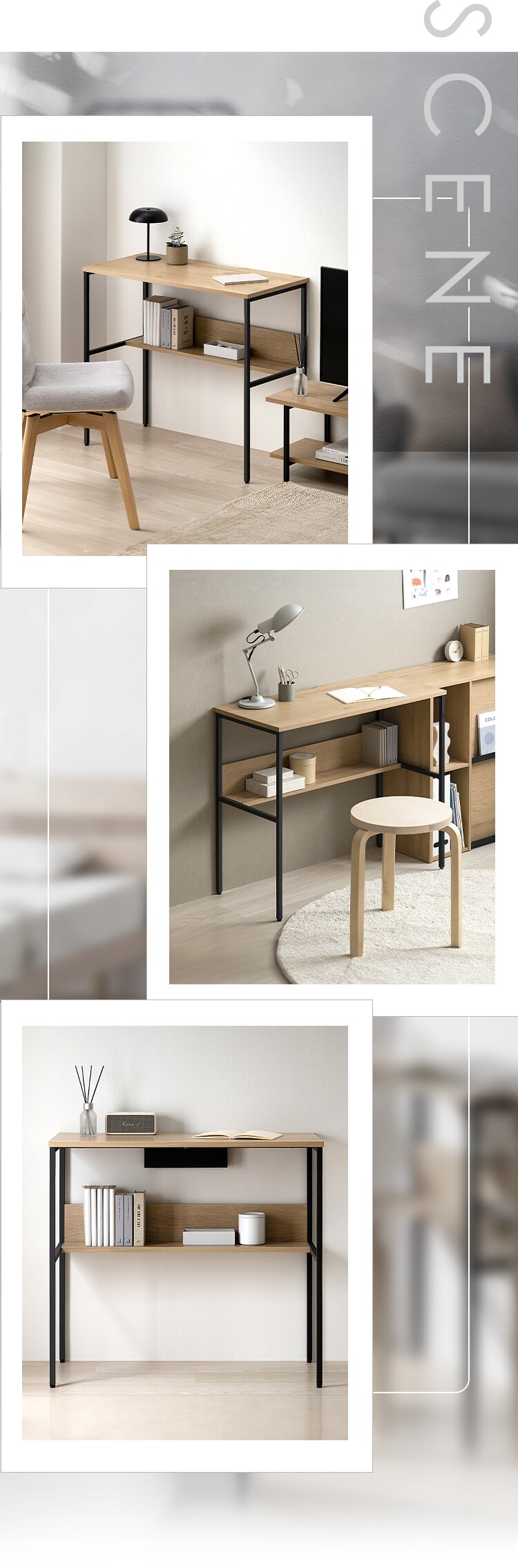 デスク リビングデスク HLVD-800 ナチュラル/ブラック5