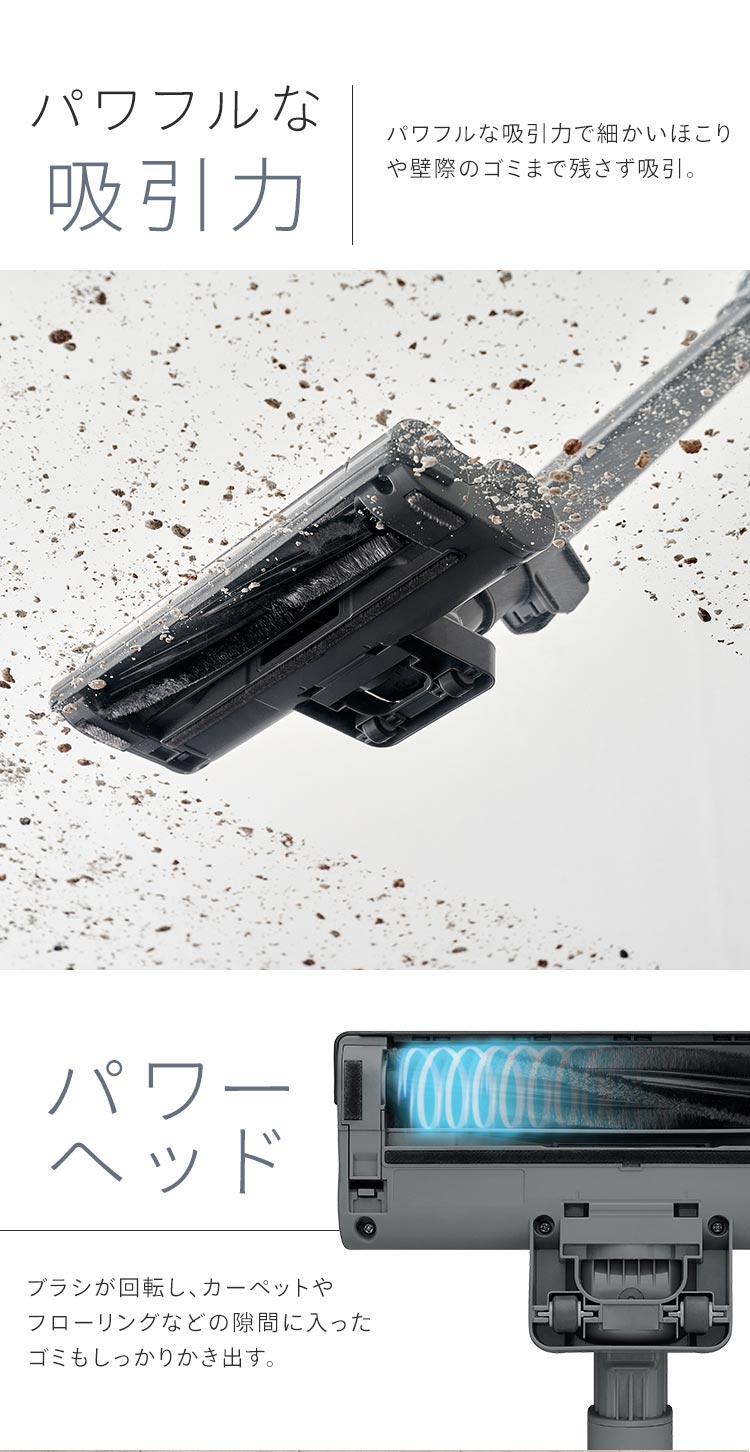 掃除機 コードレス 紙パック 置くだけで充電 自走式 静電モップ付 SBD-G4P-H グレー3