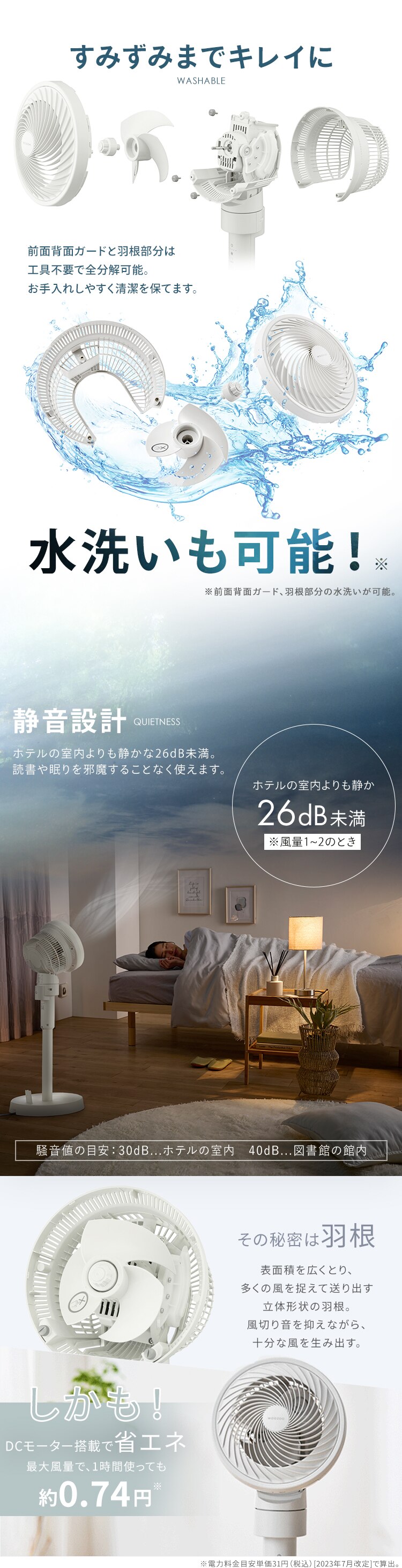 【分解丸洗い】サーキュレーター 扇風機 20畳 DCモーター STF-DC15TEC-A ミストブルー8