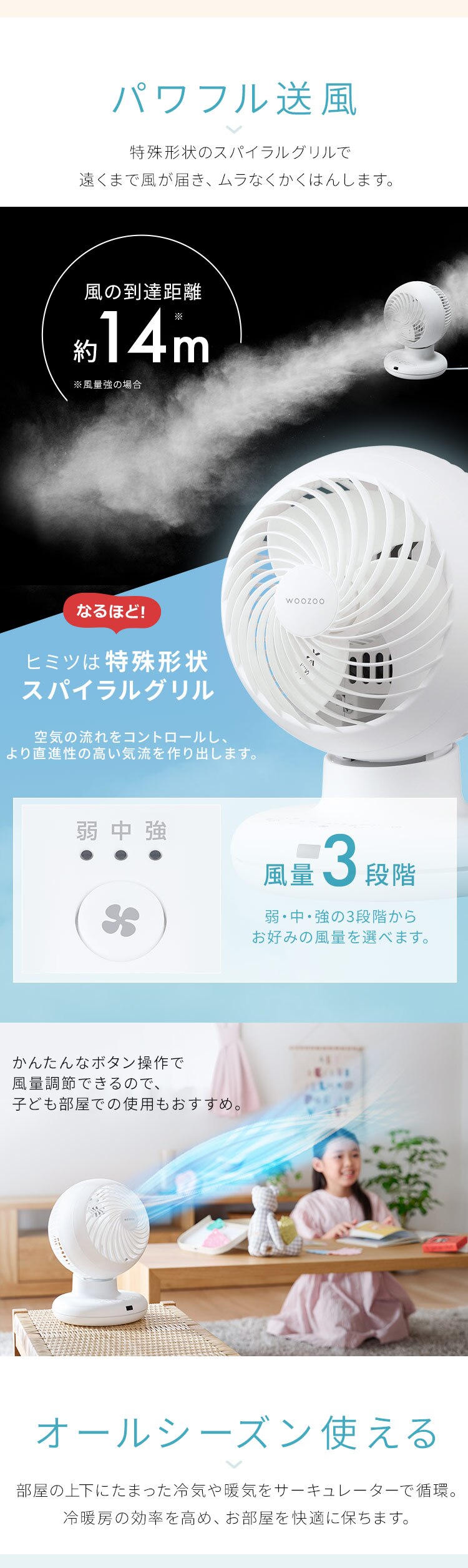 ACボール型サーキュレーター PCF-BC15TEC-W ホワイト5