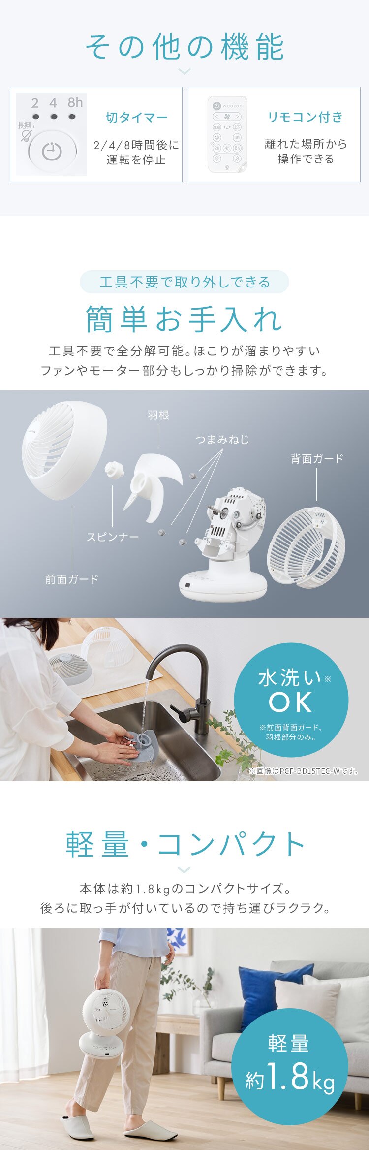 ACボール型サーキュレーター PCF-BC15TEC-W ホワイト9