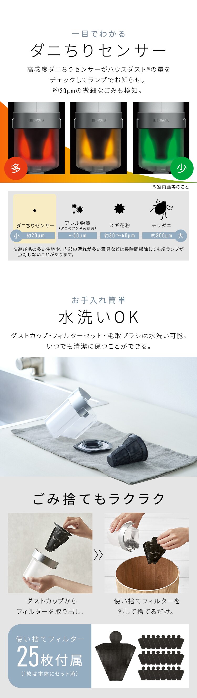 布団クリーナー ふとん掃除機 コード式 たたき毎分13000回 毛取りヘッド FCA-31PZ1-W ホワイト7