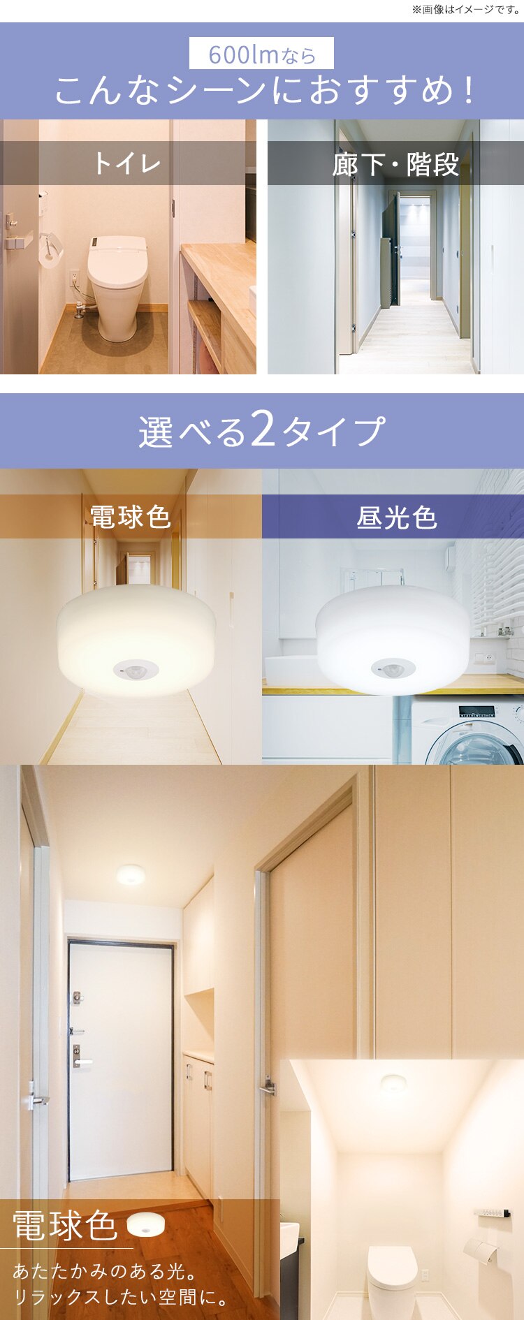 小型シーリング 600lm 電球色 人感有り SCL6L-MS-H2