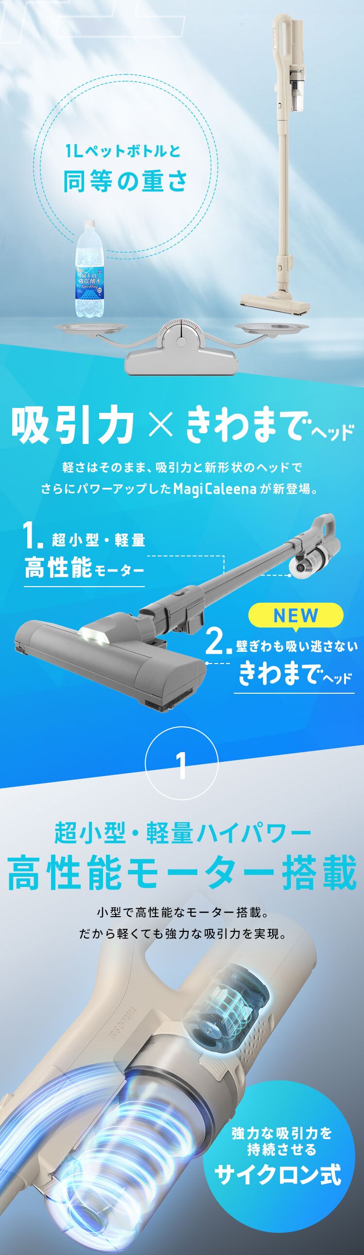 【セット】MagiCaleena サイクロンクリーナー SCD-124P-H グレー マルチツールセット2