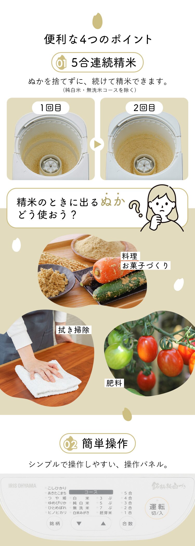 精米機 RCI-C5-C ホワイト4