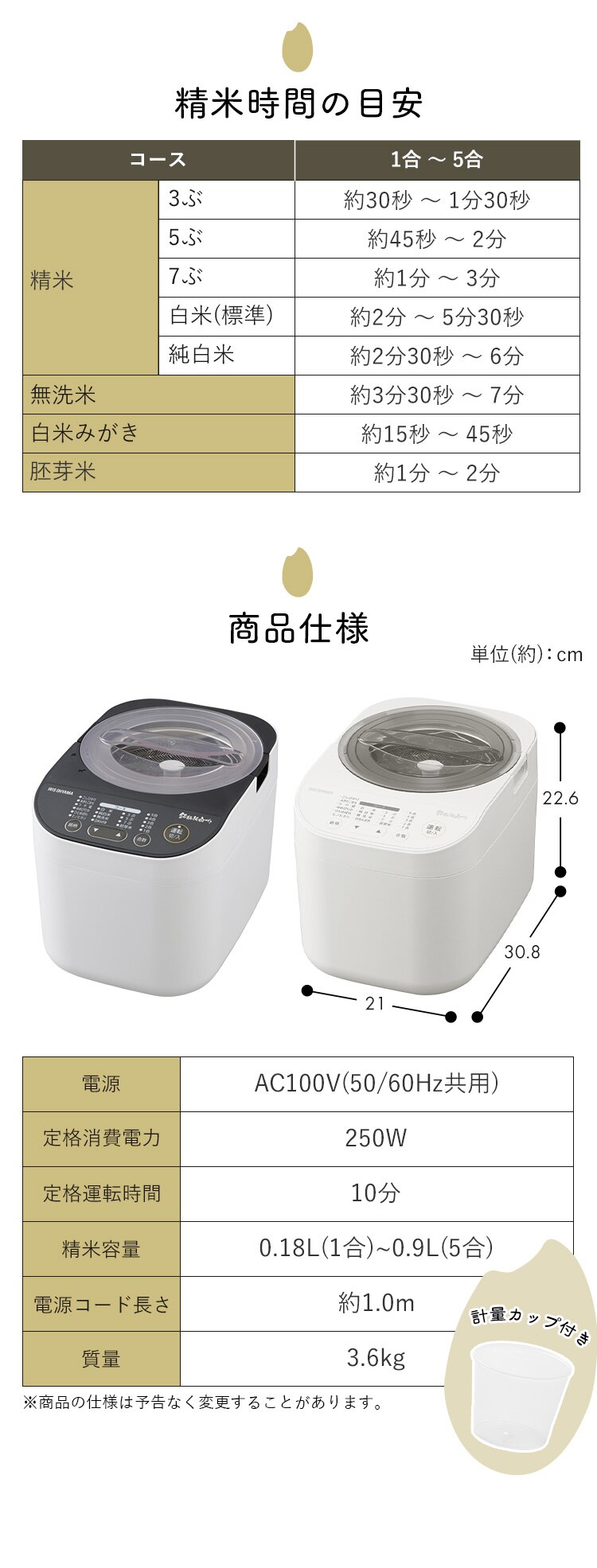 精米機 RCI-C5-C ホワイト6