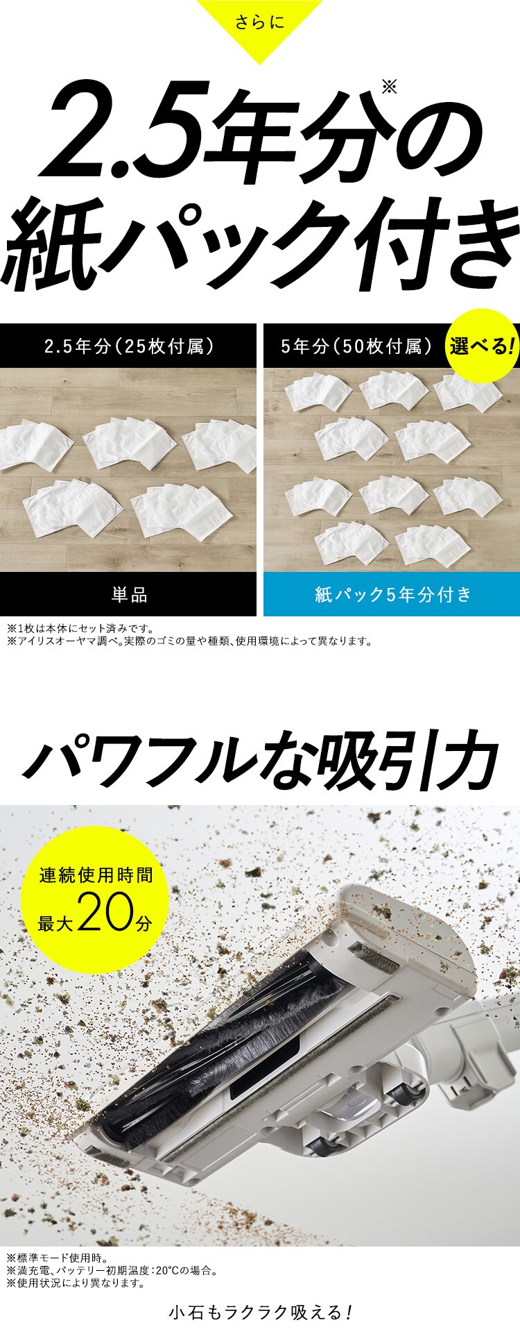 【紙パックセット】充電式紙パックスティッククリーナー 紙パック5年分付き SBD-78P-W ホワイト【前払い不可】【代引き不可】【同梱不可】3