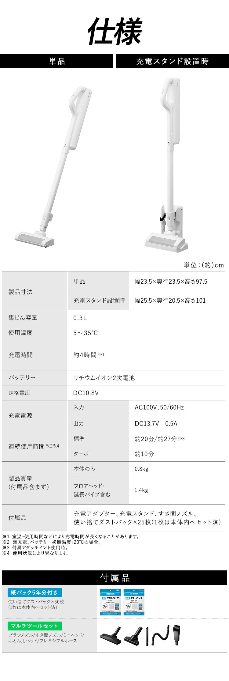 【紙パックセット】充電式紙パックスティッククリーナー 紙パック5年分付き SBD-78P-W ホワイト【前払い不可】【代引き不可】【同梱不可】9
