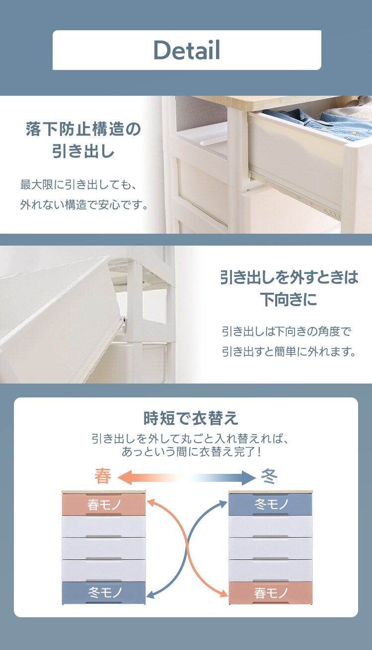 チェスト 5段 組み立て簡単 ウッドトップチェスト モカブラウン HG-555R9