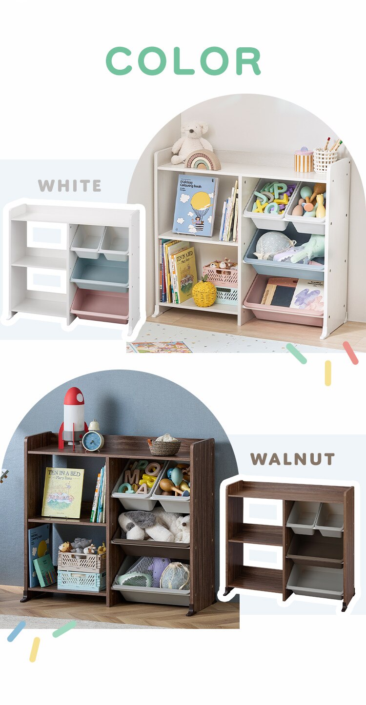 おもちゃ 収納 ラック 天板付き 本棚付トイハウスラック HTHR-34R ホワイト5