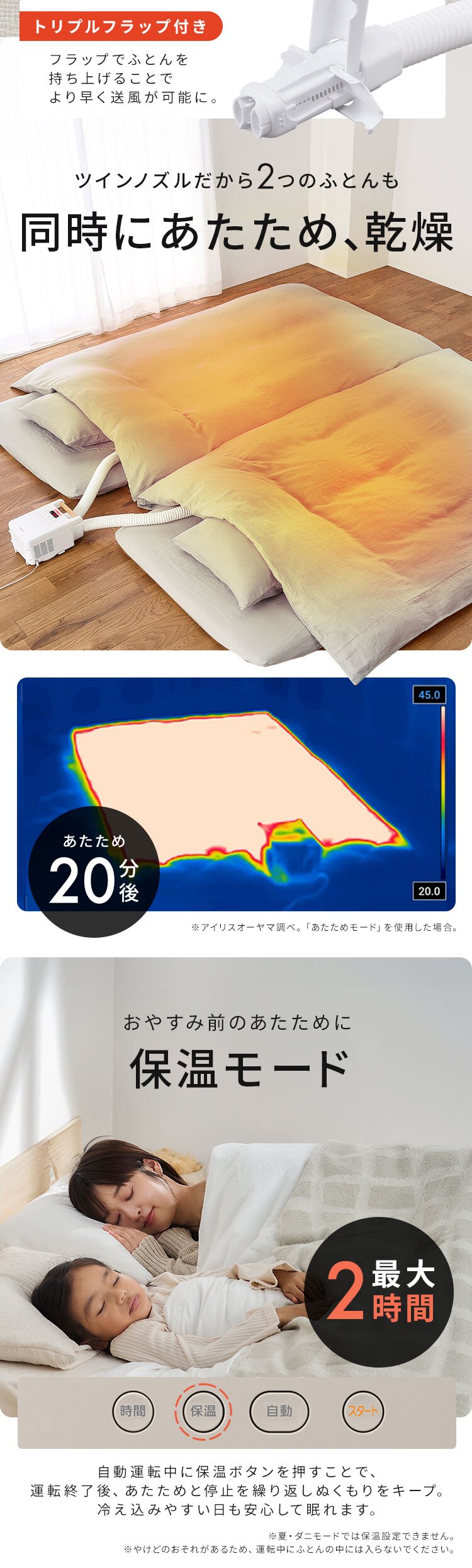 カラリエ ふとん乾燥機 ツインノズル くつ乾燥対応 FK-W2-W ホワイト2