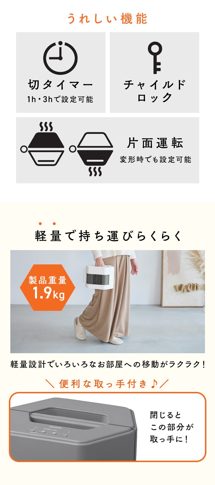 セラミックファンヒーター ツインセラ ACH-MN12A-H グレー8