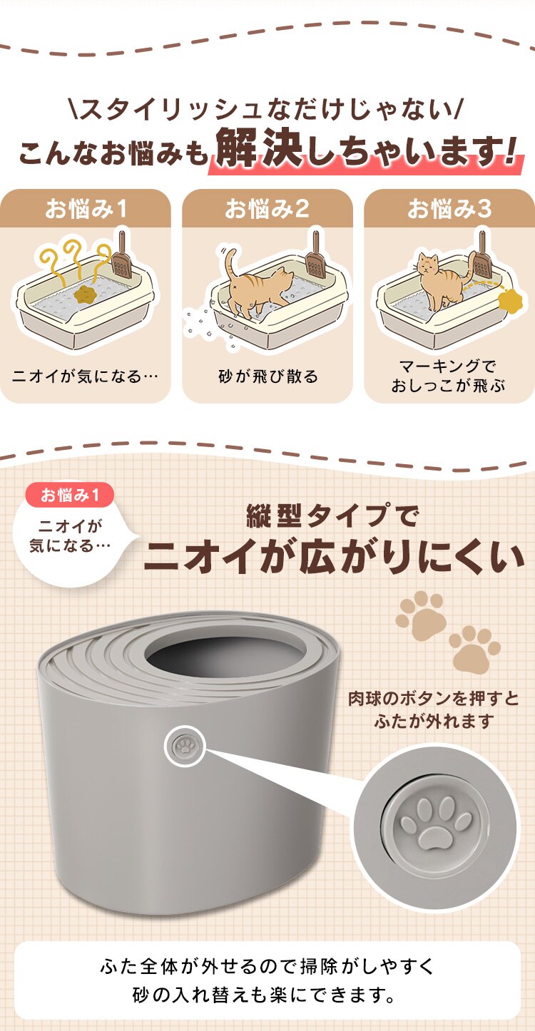 上から猫トイレ プチ PUNT-430 アイボリー3