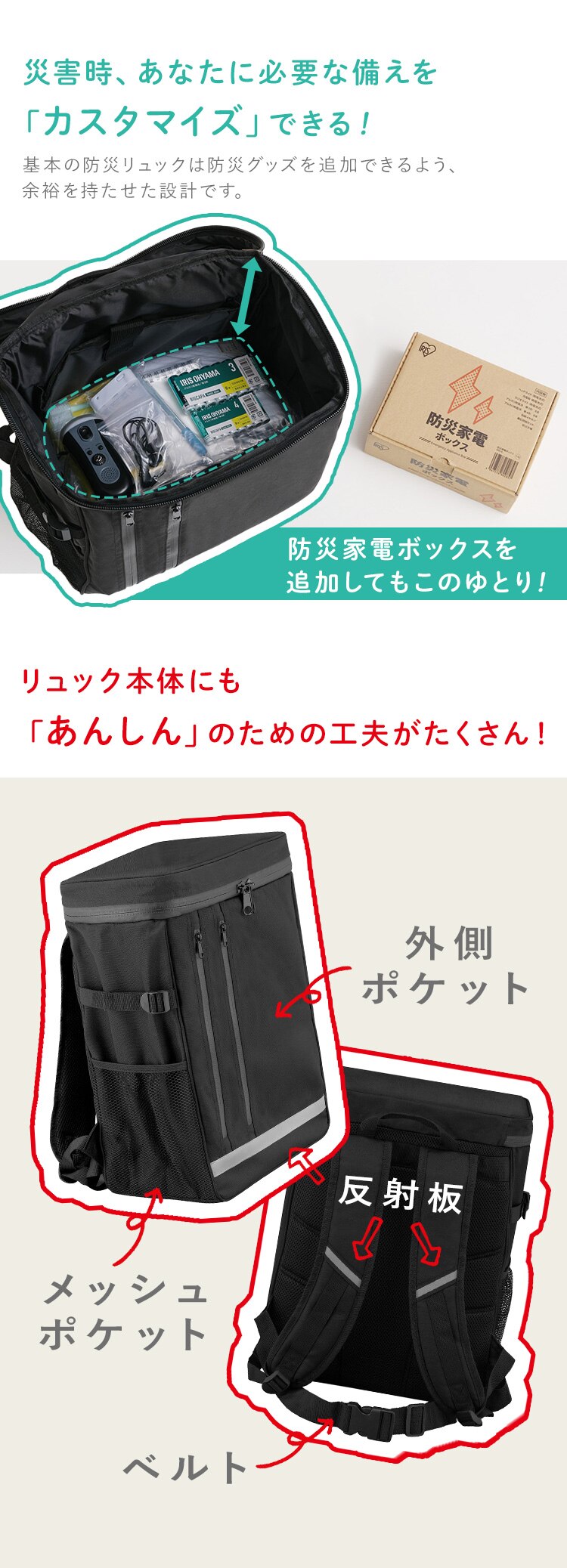 ★新商品★防災リュックベース+防家・衛生セット4