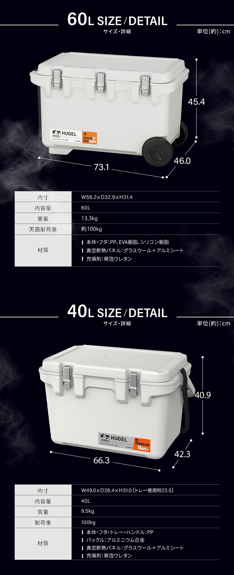【超低温保冷剤付き】HUGEL 真空断熱クーラーボックス 15L VITC-15 ホワイトアッシュ9