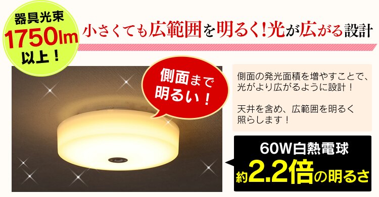 LED小型シーリングライト 1750lm 人感センサー付 電球色 SCL18LMS-E 2