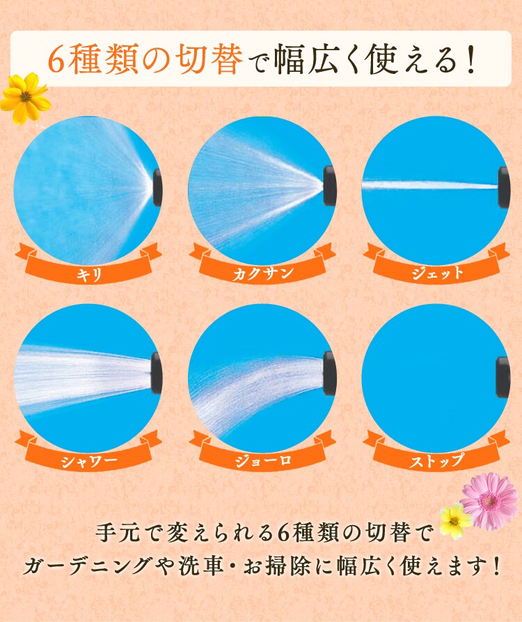 ホースリール 15m フルカバー 温水対応 水流切り替え6種 OCHR-15 ホワイト/オレンジ【2年保証付き】9