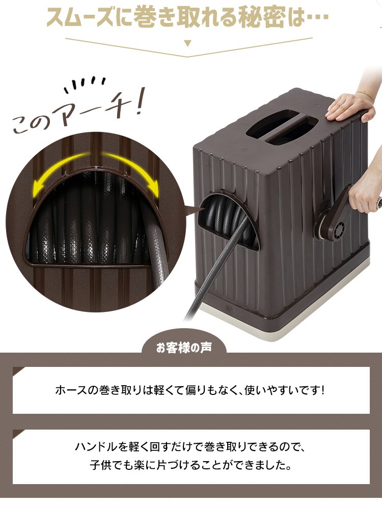 ホースリール 20m フルカバー 水流切り替え6種 FHEXN-20 ベージュ【2年保証付き】2