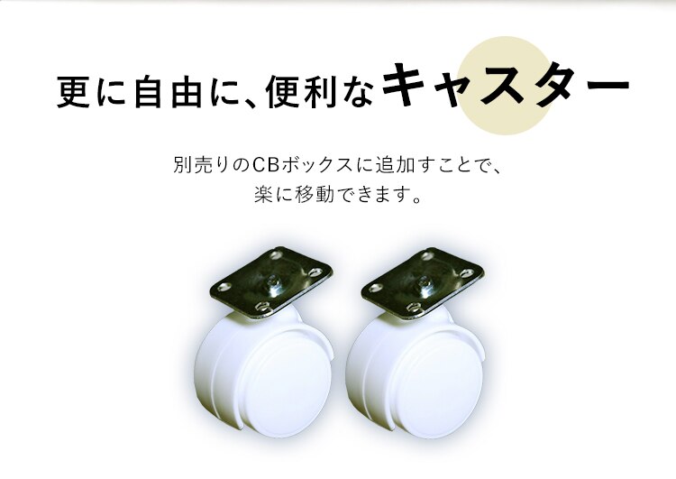 【2個セット】【横置き用】カラーボックス用キャスター CXK-2 ホワイト1