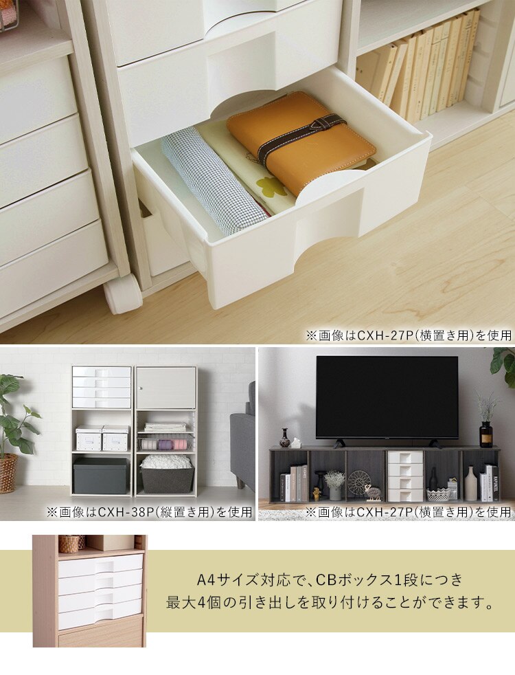 【縦置き用】カラーボックス用プラスチック引出し CXH-38P2