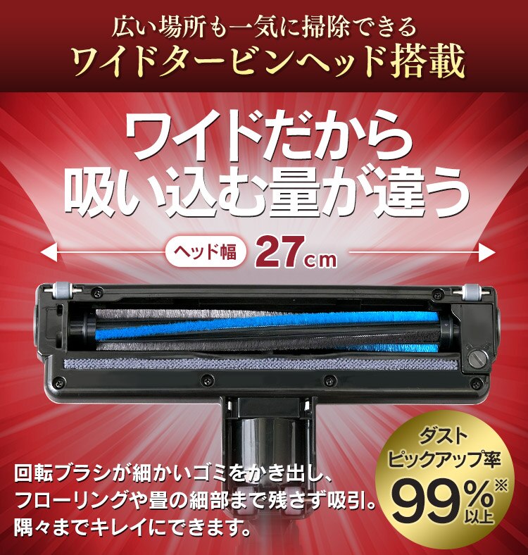 掃除機 コード式 紙パック 極細軽量 モップ付 IC-SBA6-R レッド3