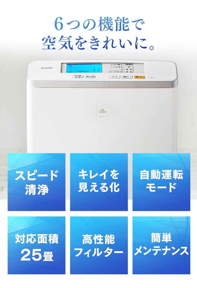 6つの機能で空気をきれいに。