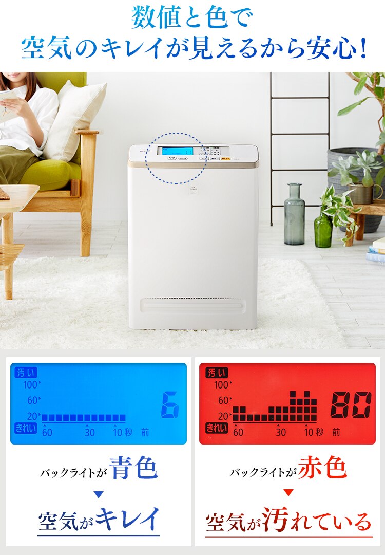 空気清浄機 25畳 ほこりセンサー 自動運転モード マイナスイオン お手入れ簡単 RMDK-50 ブラウン3
