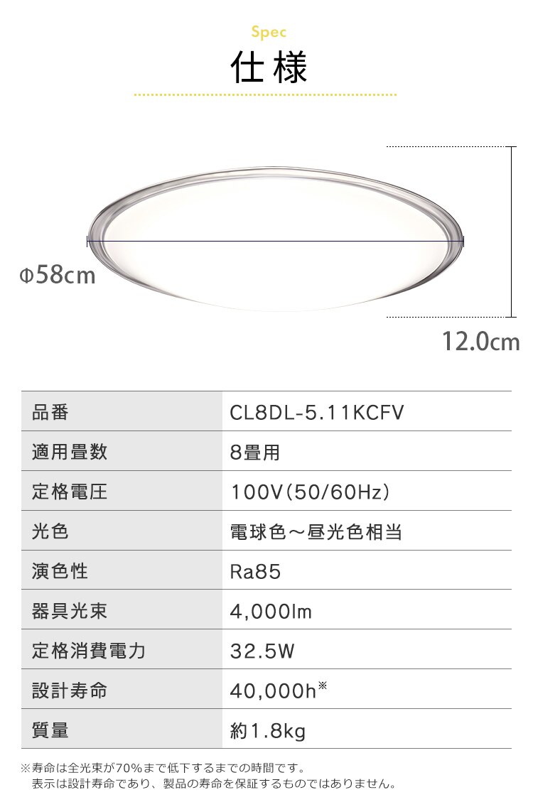 【2個セット】 LED シーリングライト 8畳 調光 調色 音声操作 工具・工事不要 リモコン付き 5年保証 CL8DL-5.11KCFV15