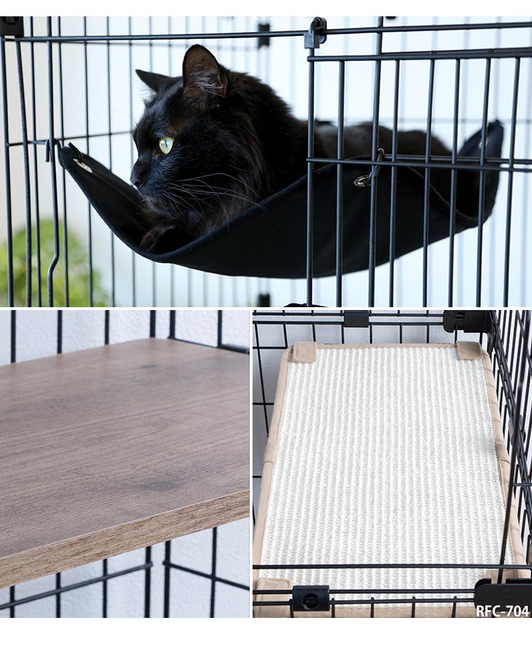 ルーフキャットケージ ワイド 4段 RFC-904 アイアンブラック キャスター付き3