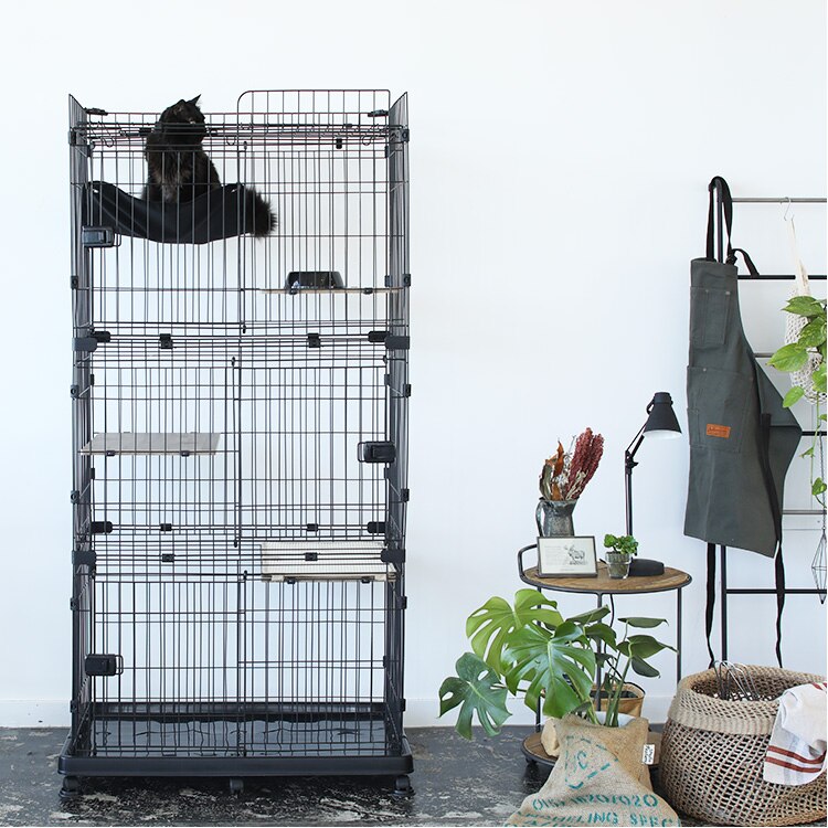 ルーフキャットケージ ワイド 4段 RFC-904 アイアンブラック キャスター付き16