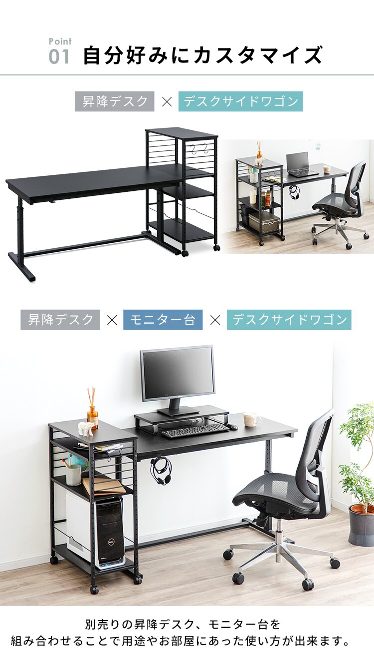 デスクサイドワゴン キャスター付き DSW-600 ブラック2