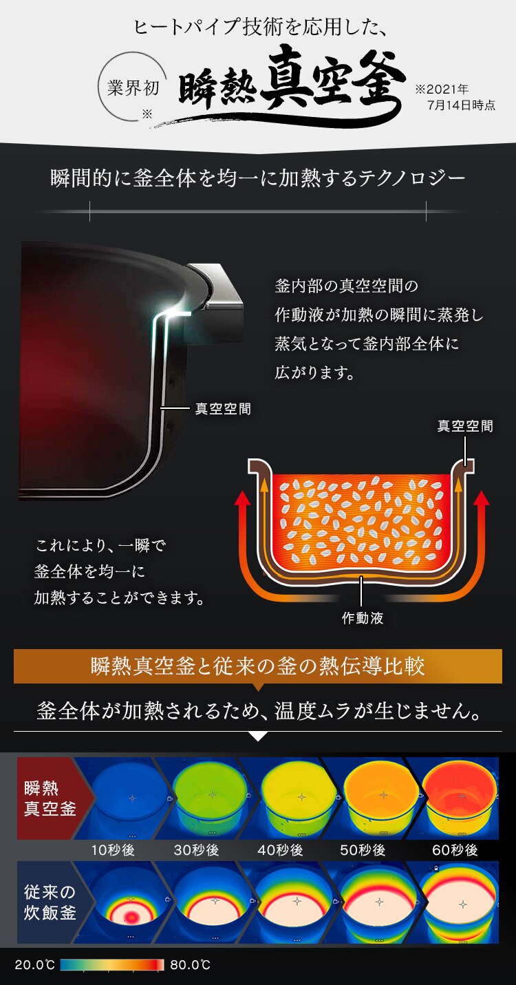 炊飯器 5.5合 IH 50銘柄炊き カロリー計算 糖質抑制 RC-IF50-B 瞬熱真空釜 ブラック4