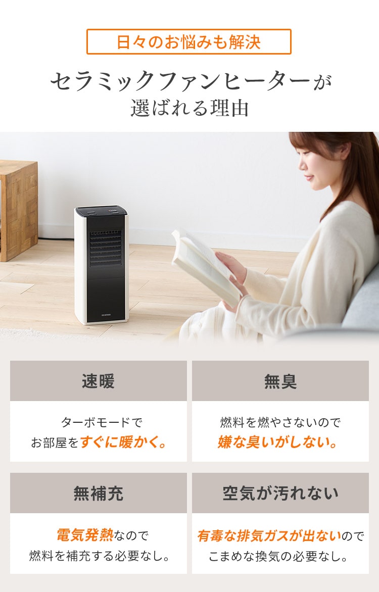 セラミックヒーター 大風量 スリム CH-12TDS1-H グレー9