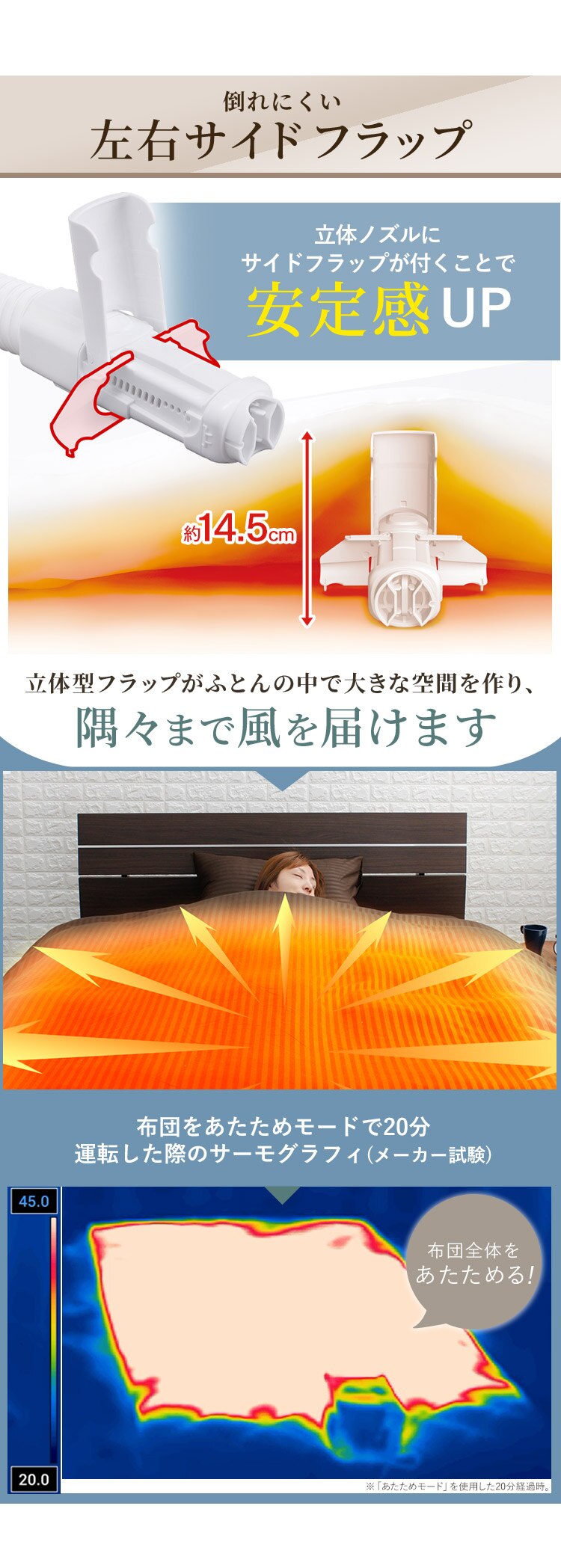 カラリエ ふとん乾燥機 ツインノズル くつ乾燥対応 アロマケース付 KFK-202R-W ホワイト6