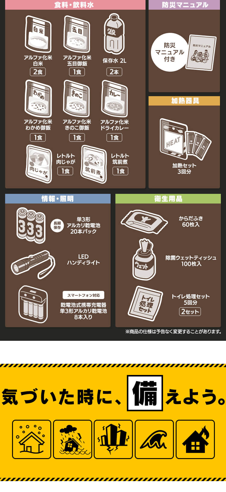 防災セット 1人用 18点 ライフラインボックス NLB-189