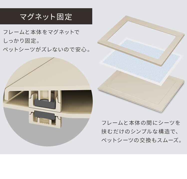 磁石でピタッとスクエアドッグトレー ワイド SQDT-616W ベージュ3