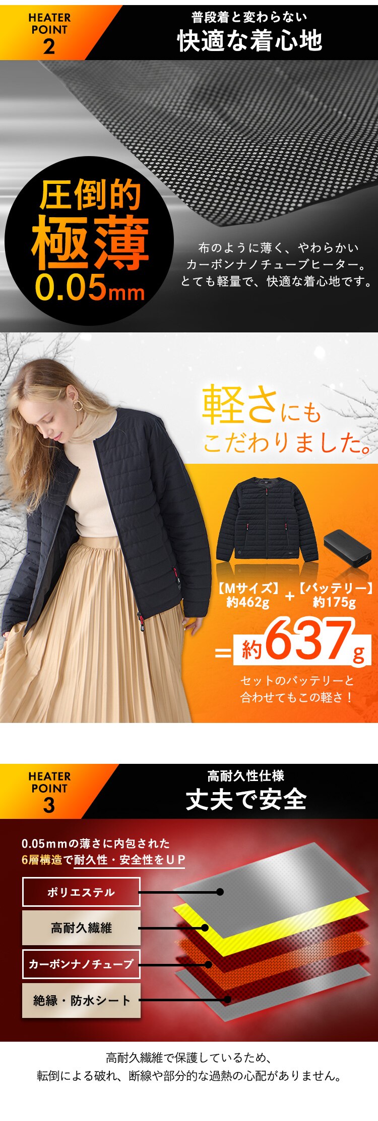 【バッテリー付き】 ヒートジャケット 3Lサイズ FC21621-BK3L5