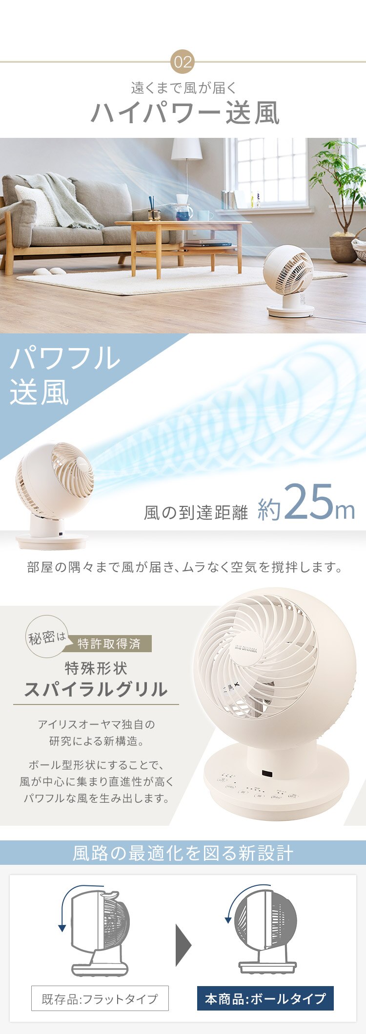 サーキュレーターアイ 18畳 上下左右首振り PCF-SC15T-EC アイボリー6