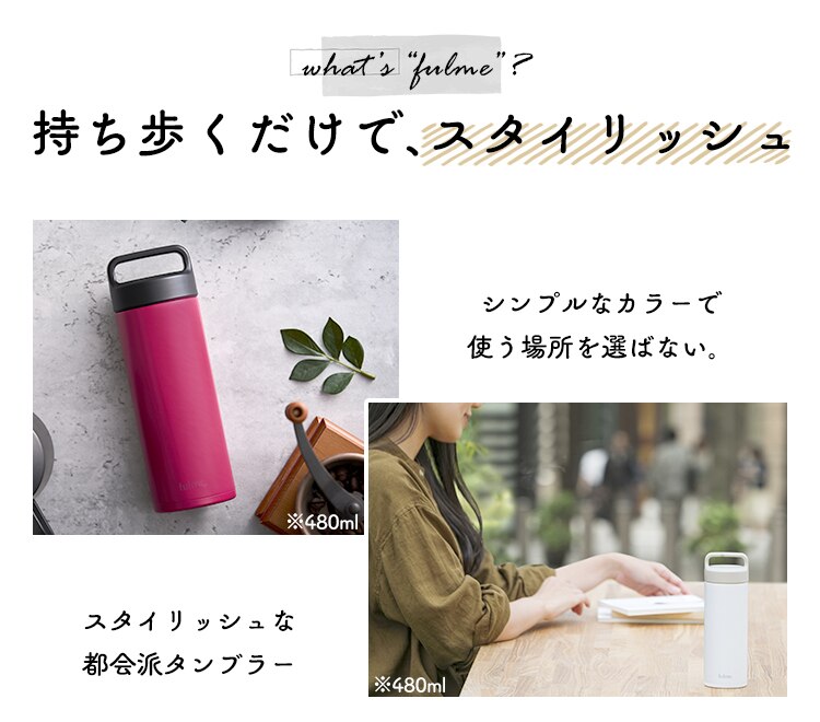 水筒 350ml fulme. マグボトル スクリュー ハンドル付き 保冷 保温 マイボトル 真空断熱 FM-SR350 グロッシーネイビー2