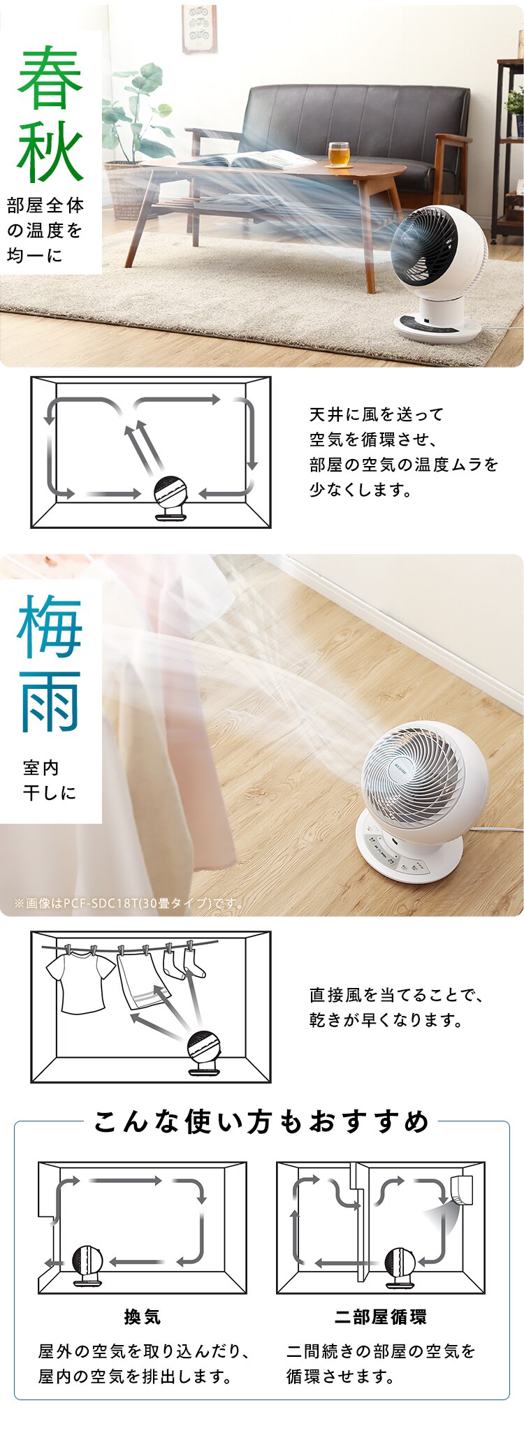 サーキュレーターアイ DC JET 30畳 KCF-SDC182T-W パールホワイト15