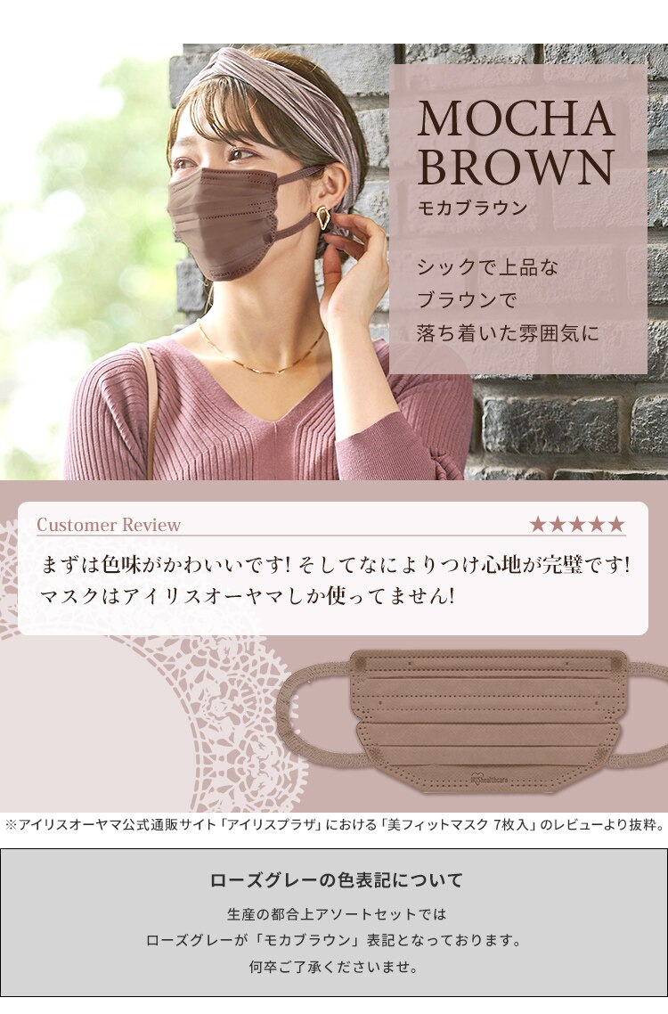 【90枚】 美フィット カラーマスク ふつうサイズ 30枚入&times;3 ローズグレー2