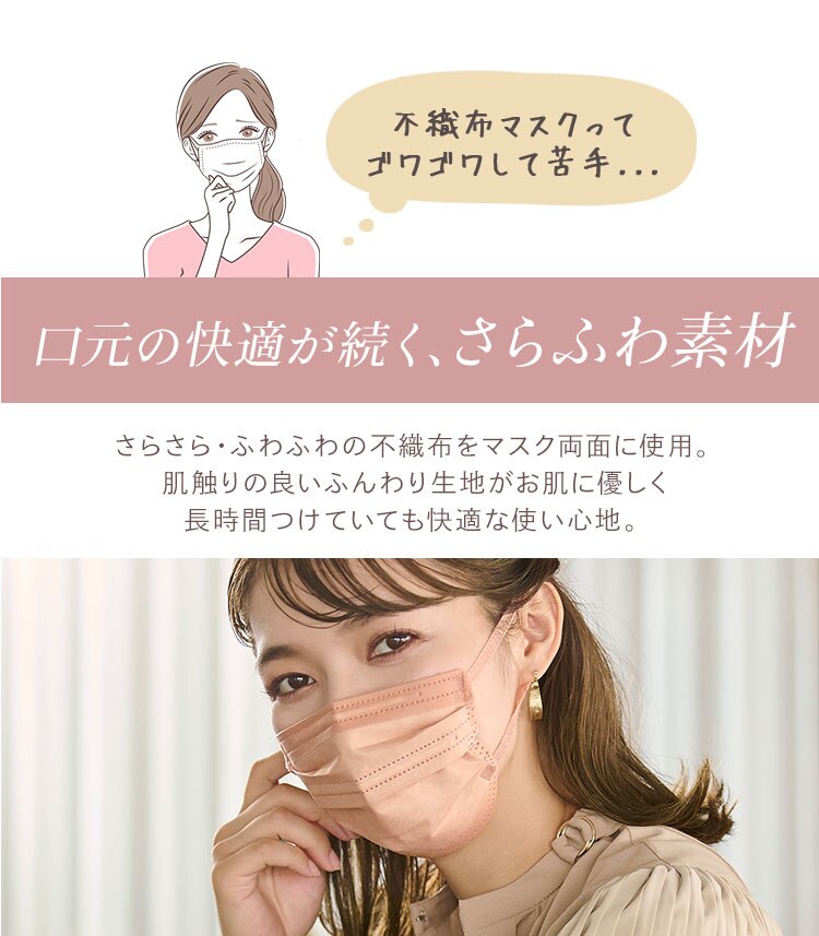 【90枚】 美フィット カラーマスク ふつうサイズ 30枚入&times;3 ローズグレー11
