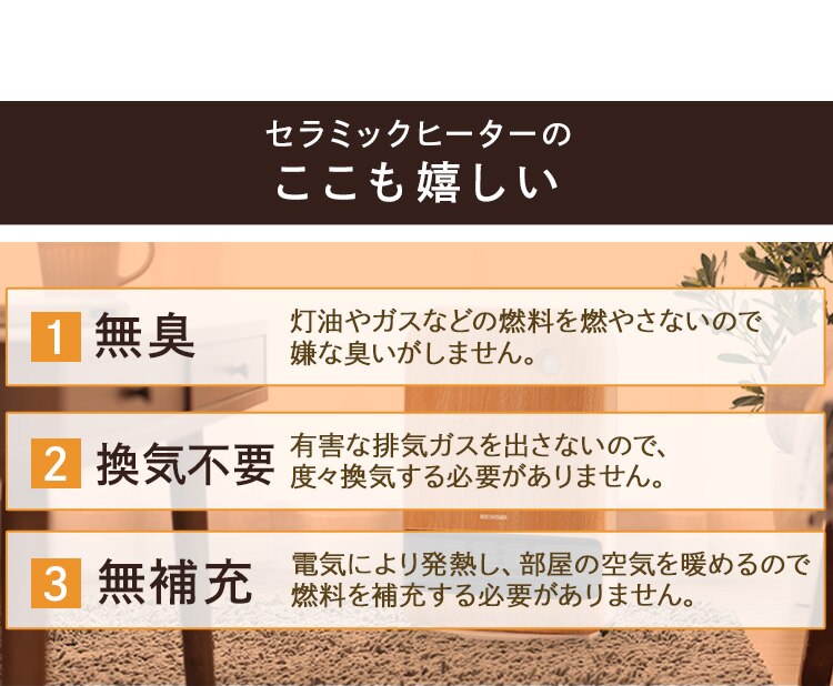 セラミックヒーター 大風量 人感センサー KJCH-12TD5-NTM 木目調 薄木目8