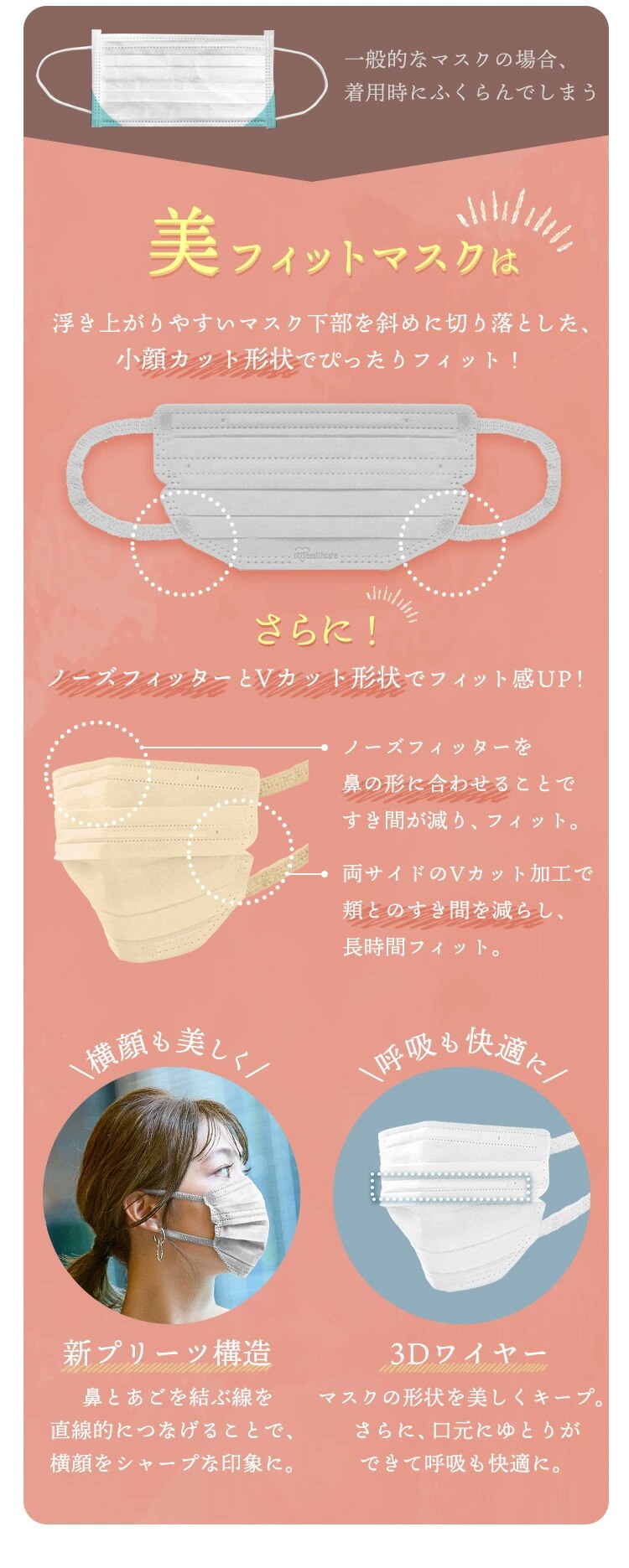 【90枚】 美フィット カラーマスク ふつうサイズ 30枚入&times;3 ピスタチオ3