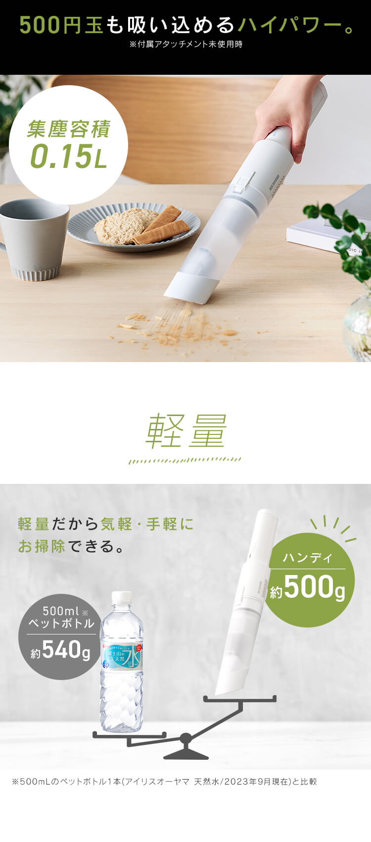 ハンディクリーナー マルチツールセット 置くだけで充電 HCD-22M-W ホワイト3
