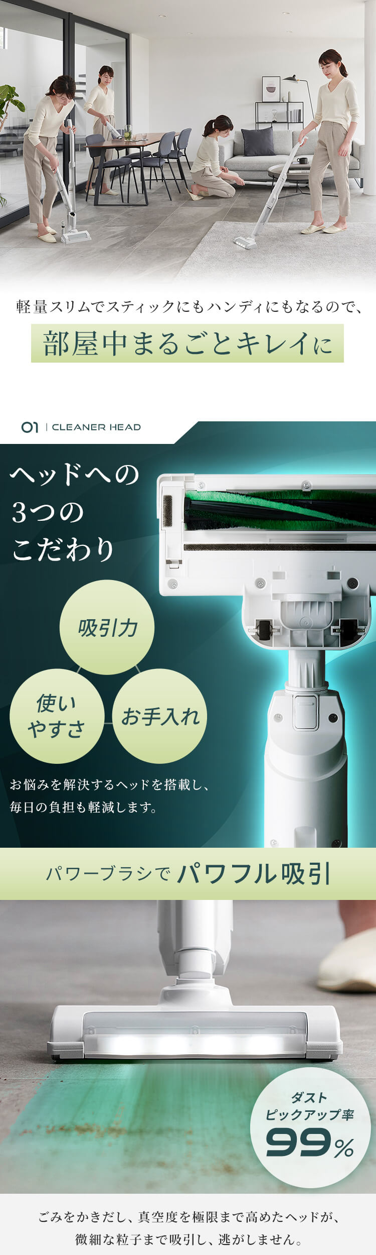 掃除機 コードレス サイクロン 自走式 置くだけで充電 2way ホワイト 2