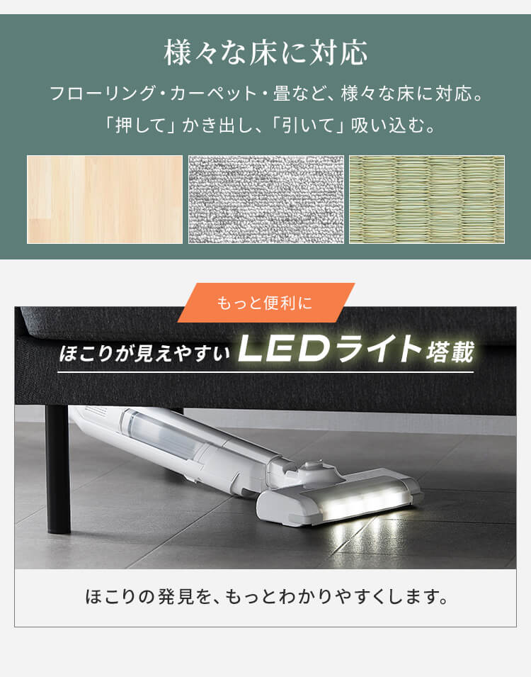 掃除機 コードレス サイクロン 自走式 置くだけで充電 2way ホワイト 3